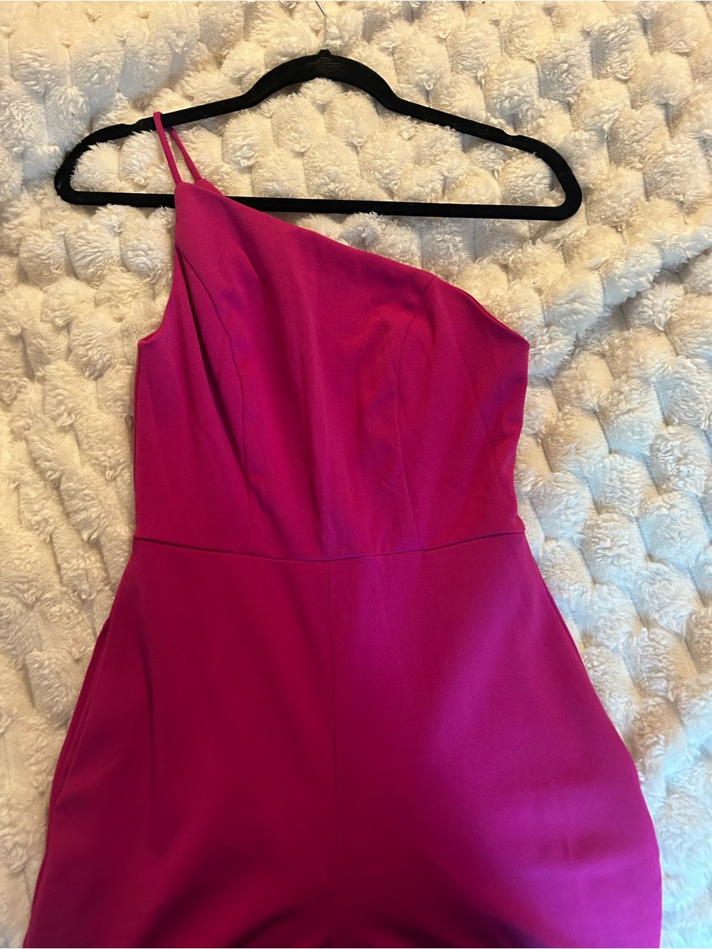 One-Shoulder Fuchsia Romper